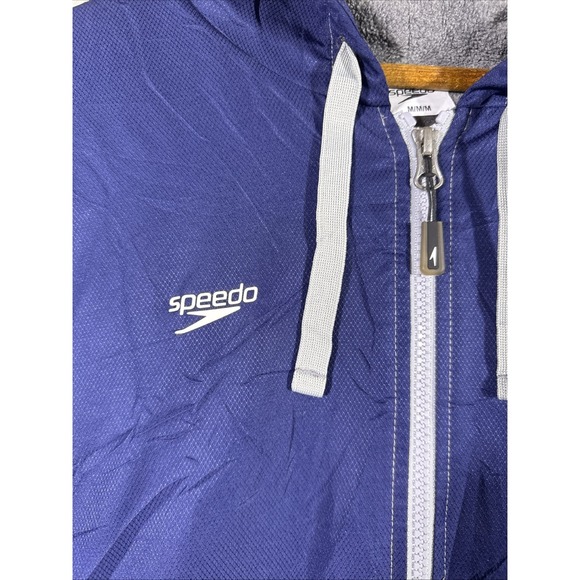 Speedo Long Jacket Adult Medium Fleece Lined Swim Full Zip Hooded Drawstring - Picture 12 of 16